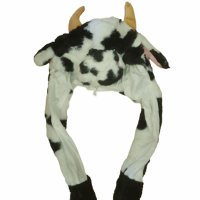 Шапка Ahelos, Крава, Подвижни уши, Плюшена ,Бял/черен, снимка 1 - Други - 42236675