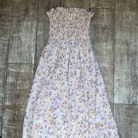 Разкошна нова дълга спортно елегантна ежедневна рокля hm флорален принт нежни лилави цветя , снимка 4 - Рокли - 41648346
