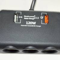 Разклонител от запалка с волтметър 2х USB и 3 гнезда за запaлка 12-24V, снимка 3 - Аксесоари и консумативи - 36190909