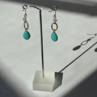Висящи обеци Turquoise & Gold Beads 65, снимка 3 - Обеци - 28942092