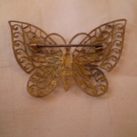 Ретро брошка филигран Пеперуда, снимка 5 - Други ценни предмети - 33987272
