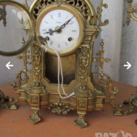 Стар оригинален часовник каминен ХVlll век - червен мрамор + 2 броя свещника 🕯️, снимка 11 - Антикварни и старинни предмети - 42313617