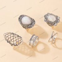 Дамски моден комплект бижута от 5 пръстена, 3модела - 023, снимка 9 - Пръстени - 41059513