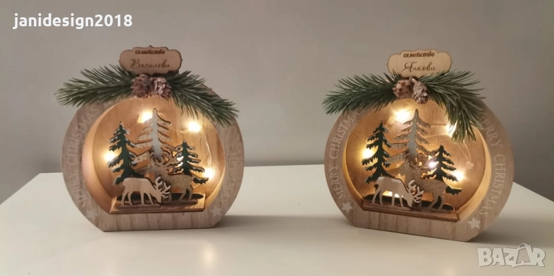 коледна светеща декорация с име /фамилия /текст по избор , снимка 1