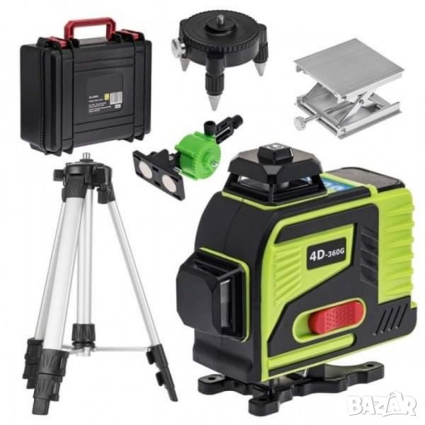 4D Лазерен Нивелир KraftWorld с 16 линий с дистанционно зелен лазер 4Д, снимка 1