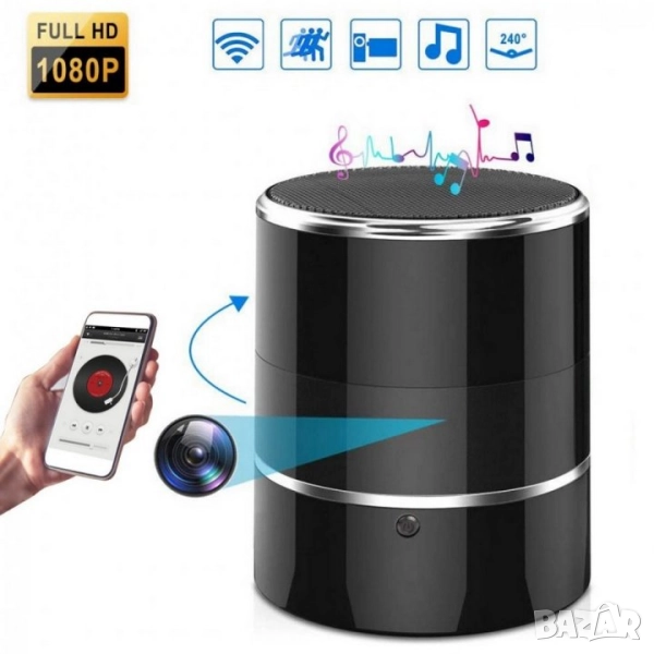 Скрита WIFI камера в Bluetooth колонка, високоговорител Full HD, снимка 1