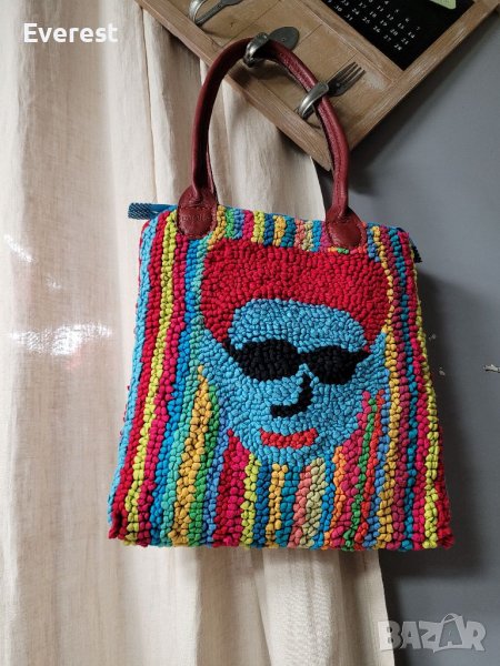 MIELIE екстравагантна чанта,плетена шарена, снимка 1