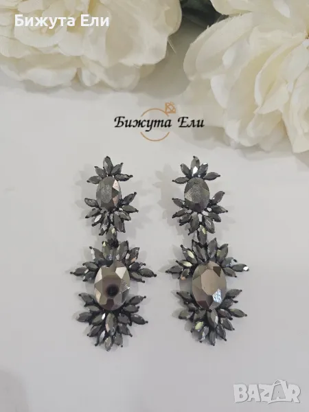 Обеци с кристали графит , снимка 1