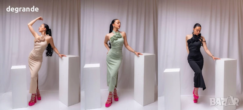 Уникална елегантна рокля в три цвята, снимка 1