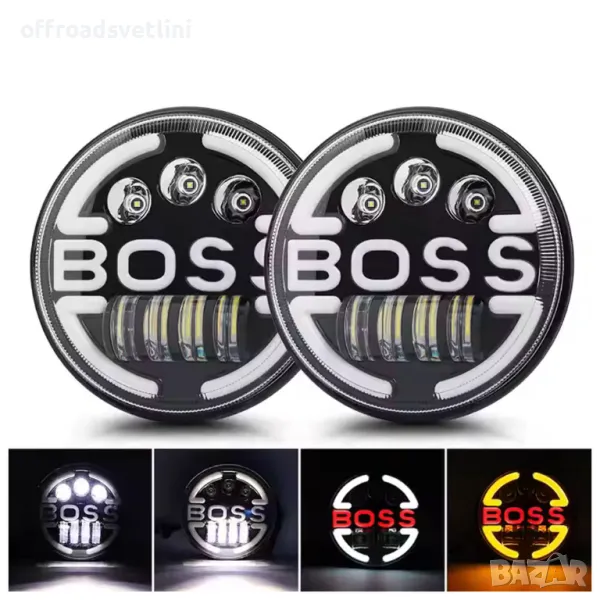 НОВ МОДЕЛ BOSS 200W 7 Инчови Диодни Фарове за Lada Niva Jeep Wrangler, снимка 1