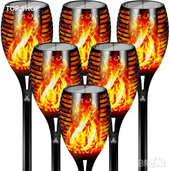 Соларни светлини 6 броя 52 см височина ефект пламък, снимка 1