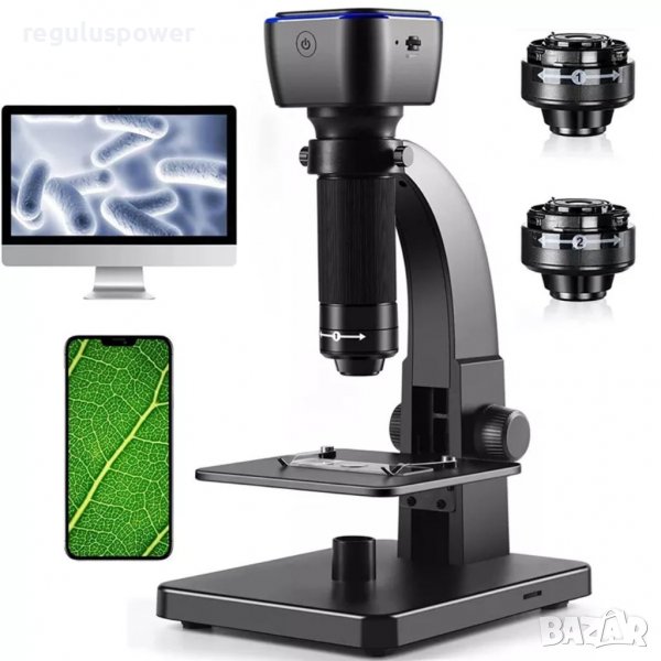Дигитален Wi-fi микроскоп 5 Mp, 2000Х, 2 обектива, USB към компютър, Led осветление , снимка 1