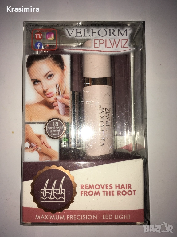 Velform Epilwiz - Епилатор за премахване на окосмяване по лицето+2 АА батерии Energizer  от Италия., снимка 1