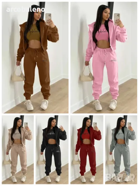 Дамски моден есенно-зимен комплект от три части, 10цвята , снимка 1