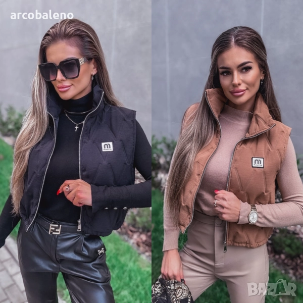 Дамско ватирано яке без ръкави с цип, 2цвята , снимка 1