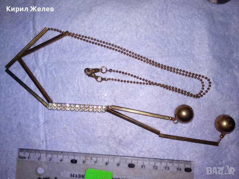 ЕЛЕГАНТНА ЗЛАТИСТА ВИНТИДЖ ОГЪРЛИЦА КОЛИЕ с ИСКРЯЩИ ФАСЕТИРАНИ КРИСТАЛИ 38936, снимка 1