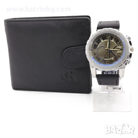 Подаръчен комплект за мъж- Марков портфейл от естествена кожа и часовник, снимка 1