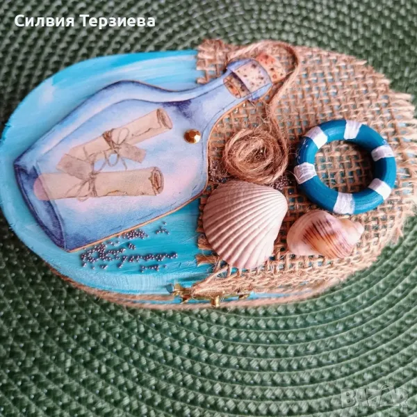 Ръчно изработена дървена кутия Писмо в бутилка , снимка 1