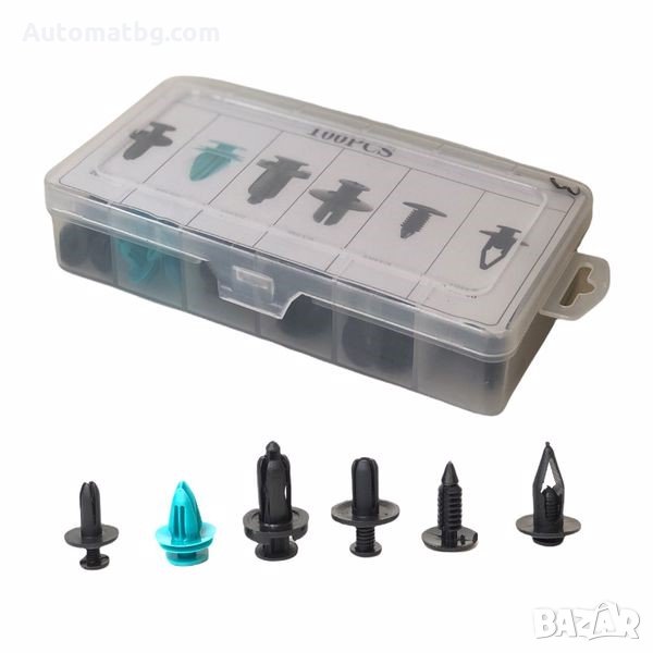 Комплект щипки за интериор Automat, Щипки за кори, Тапицерия, Кутия, 100 бр, снимка 1