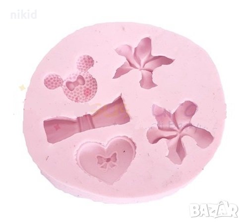 Цвете панделка папионка мини маус сърце силиконов молд форма фондан декор , снимка 1