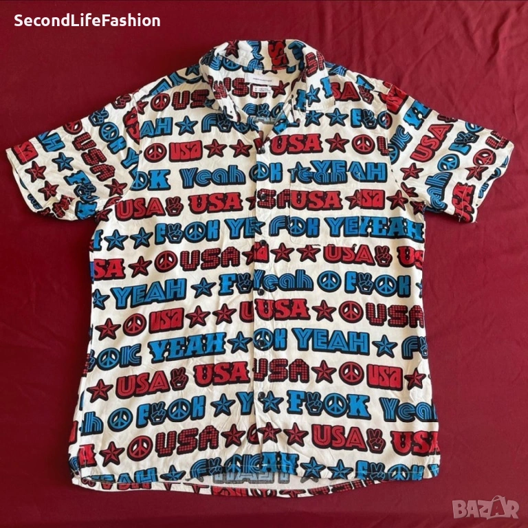 Мъжка риза Urban Outfitters USA с щампа „F Yeah“ с копчета размер M, снимка 1