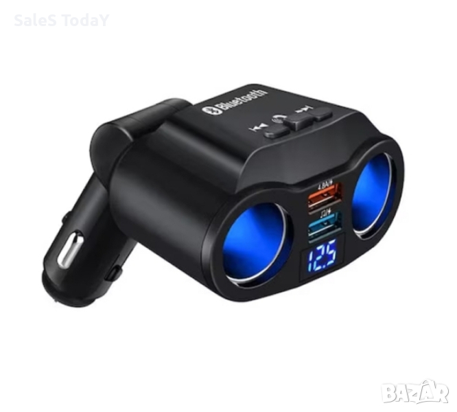 Трансмитер с блутут, 2 USB порта, Свободни ръце-Вграден микрофон, 2 гнезда, снимка 1