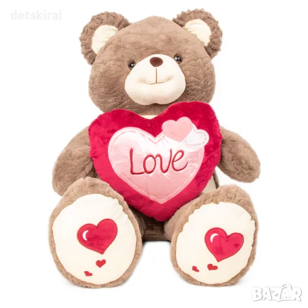 Голямо Голямо Мече със сърце - Тъмно Кафяв, снимка 1