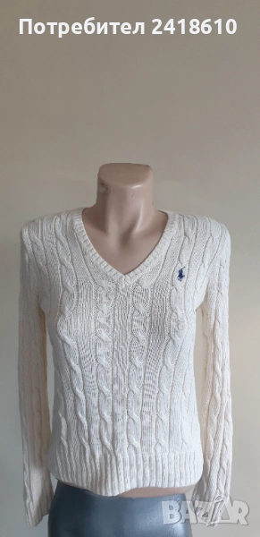 POLO Ralph Lauren Cable Pima Cotton  V - Neck Size S НОВО! ОРИГИНАЛ! Дамски Пуловер!, снимка 1