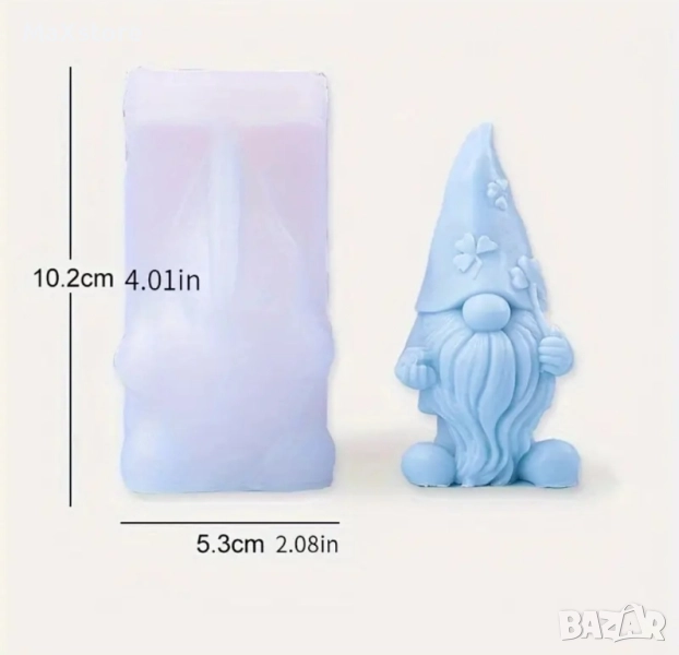 3D Голям Коледен гном Силиконов молд форма за свещи гипс сапун смола , снимка 1