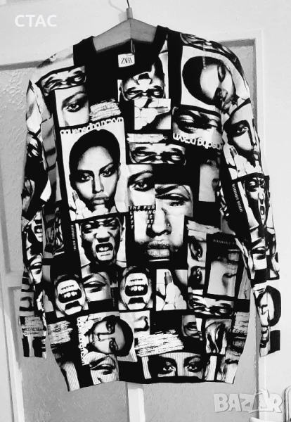 Нова оригинална и ефектна блузаZARA/хубави черно-бели нюанси/, снимка 1