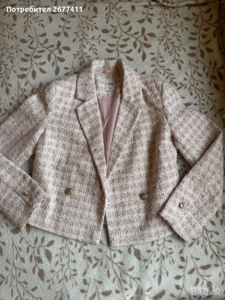 Късо розово сако букле , снимка 1