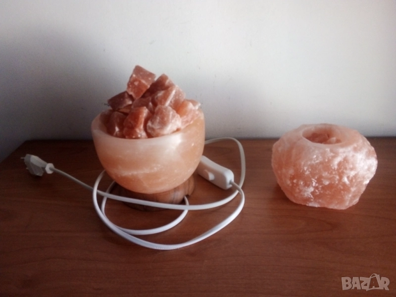 Хималайска сол лампа и свещник, снимка 1