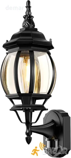 Външна стенна лампа Lamomo, голям сензор за движение, захранвана от мрежата, водоустойчива, 48 см, снимка 1