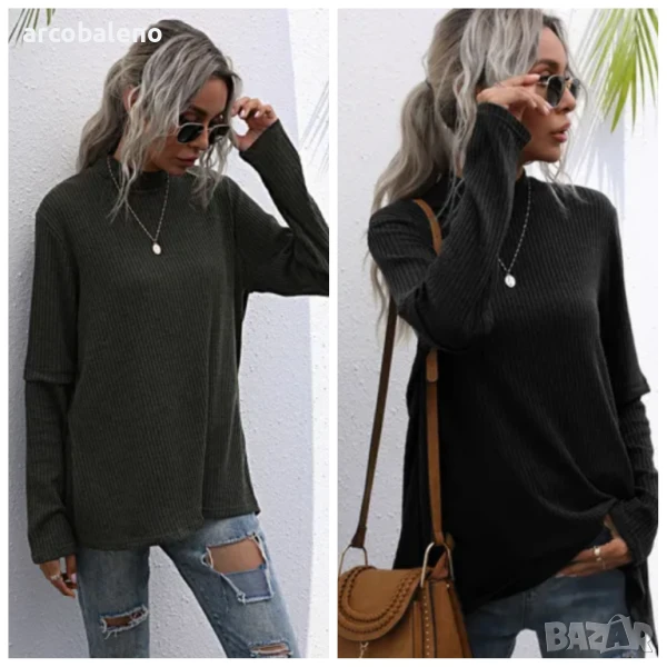 Едноцветен дамски пуловер, 2цвята, снимка 1