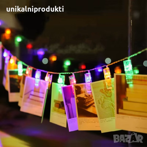 коледни лампички LED щипки 5м 28бр. за празнични послания , снимка 2 - Лед осветление - 52262101
