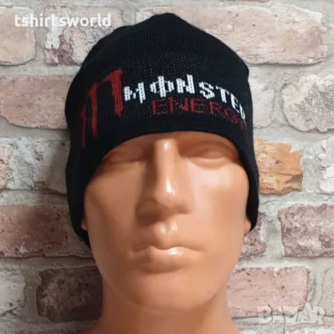 Нова зимна шапка MONSTER с червено лого, снимка 3 - Шапки - 47699809
