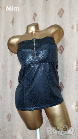  Черен еластичен корсет / топ/ змийски принт , снимка 3 - Корсети, бюстиета, топове - 44664512