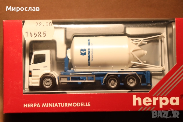 HERPA H0 1/87 MERCEDES ATEGO ЦИМЕНТОВОЗ КАМИОН МОДЕЛ, снимка 5 - Колекции - 52335397