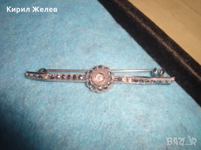 СТАРА СКЪПОЦЕННА СРЕБЪРНА АРТ ДЕКО БРОШКА СРЕБРО 835 с МАРКАЗИТИ МАЙСТОРСКА ИЗРАБОТКА 25797, снимка 10 - Антикварни и старинни предмети - 35805721