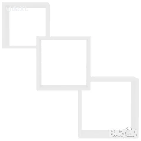 vidaXL Квадратни стенни рафтове, бели, 68x15x68 см, инженерно дърво, снимка 4 - Етажерки - 56147745