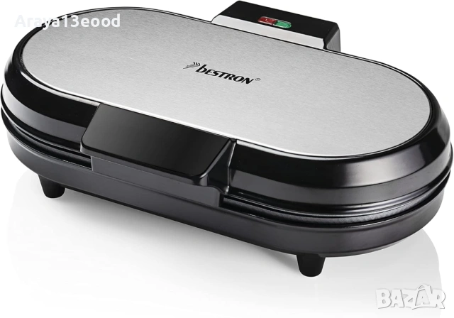 Bestron ADWM730S Двоен гофретник 1200 W с индикатор за готвене, сребрист, снимка 3 - Гофретници - 53810914
