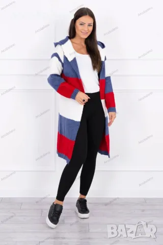 Дълга дамска трицветна жилетка на райе, 4цвята , снимка 7 - Жилетки - 47296879