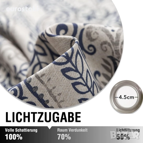 TOPICK Комплект от 2 непрозрачни завеси, 130 х 175 см, термоизолирана завеса с капси, флорален принт, снимка 2 - Пердета и завеси - 51855129