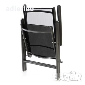 Комплект от 2 сгъваема стола, текстилен, алуминиева черна рамка, тъмно сив, градински стол, Къмпинг , снимка 3 - Къмпинг мебели - 34148999