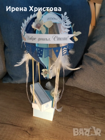 Бебешка визитка - балонче,Плик за пари и картичка. 