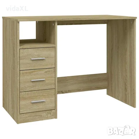vidaXL Бюро с чекмеджета, сонома дъб, 102x50x76 см, инженерно дърво