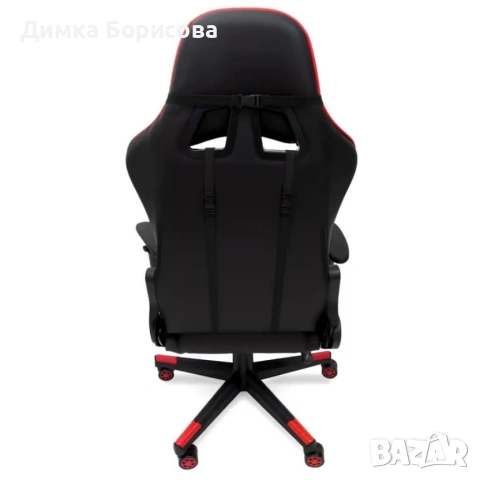 Ергономичен геймърски стол с функция за масаж и подложка за крака - червен, снимка 17 - Столове - 53244624