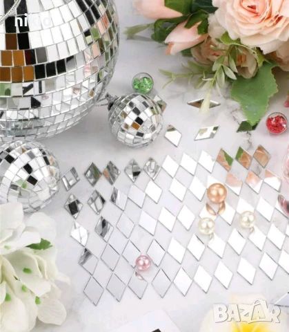 100 бр ситни ромбове мозайка огледални стъкълца самозалепващи за украса и декорация, снимка 6 - Други - 50605916