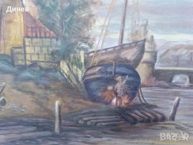Оригинална немска картина маслени бои Baumeister (1986 г.) – 93x53 см, снимка 7 - Картини - 55943360