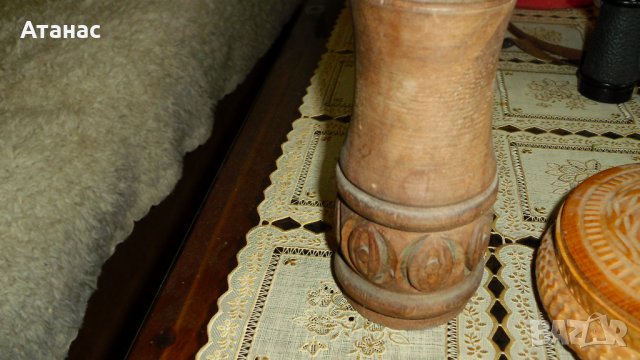 Сувенири изработени от дърво - ваза и кутия бижута  от соца , снимка 3 - Антикварни и старинни предмети - 40912303
